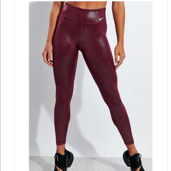 Nike Pants - Nike one Sparkle leggings beetroot/white